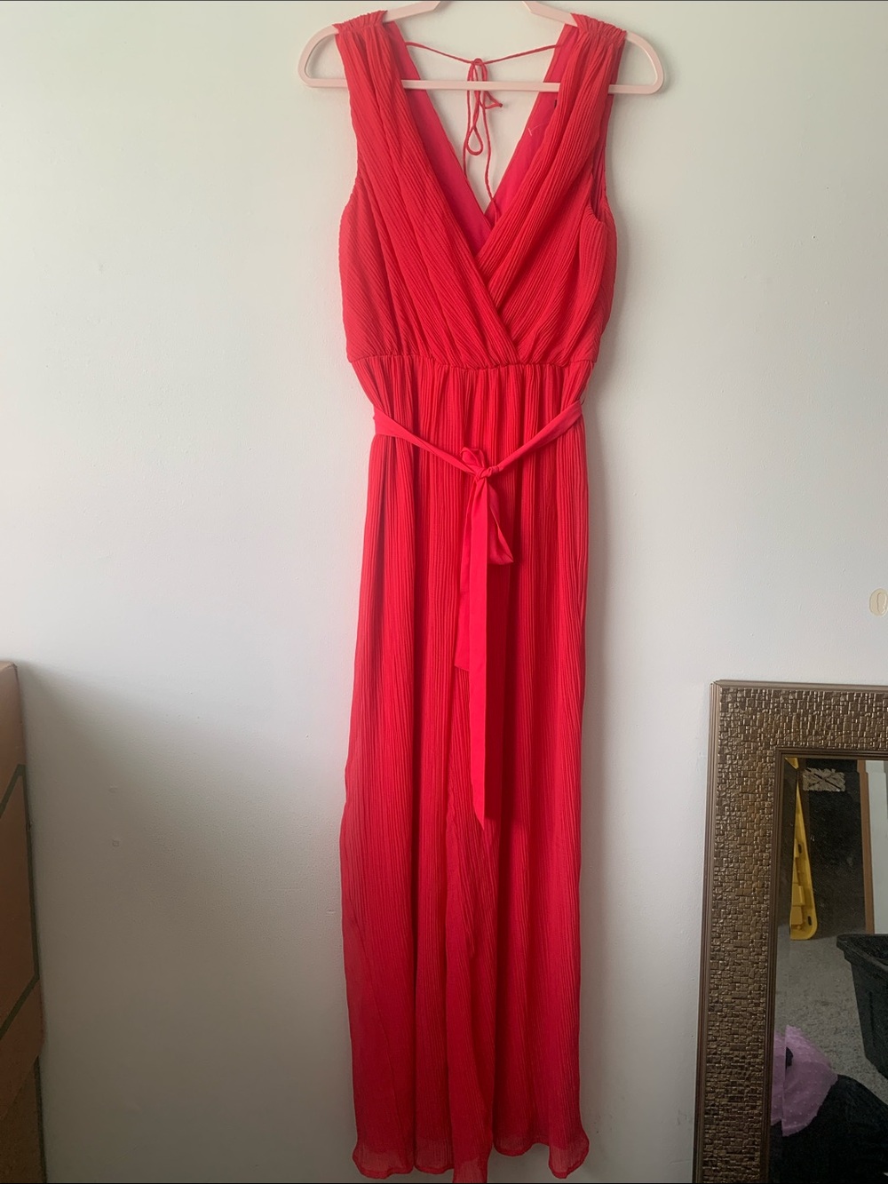 New hot pink pleated dressy jumpsuit